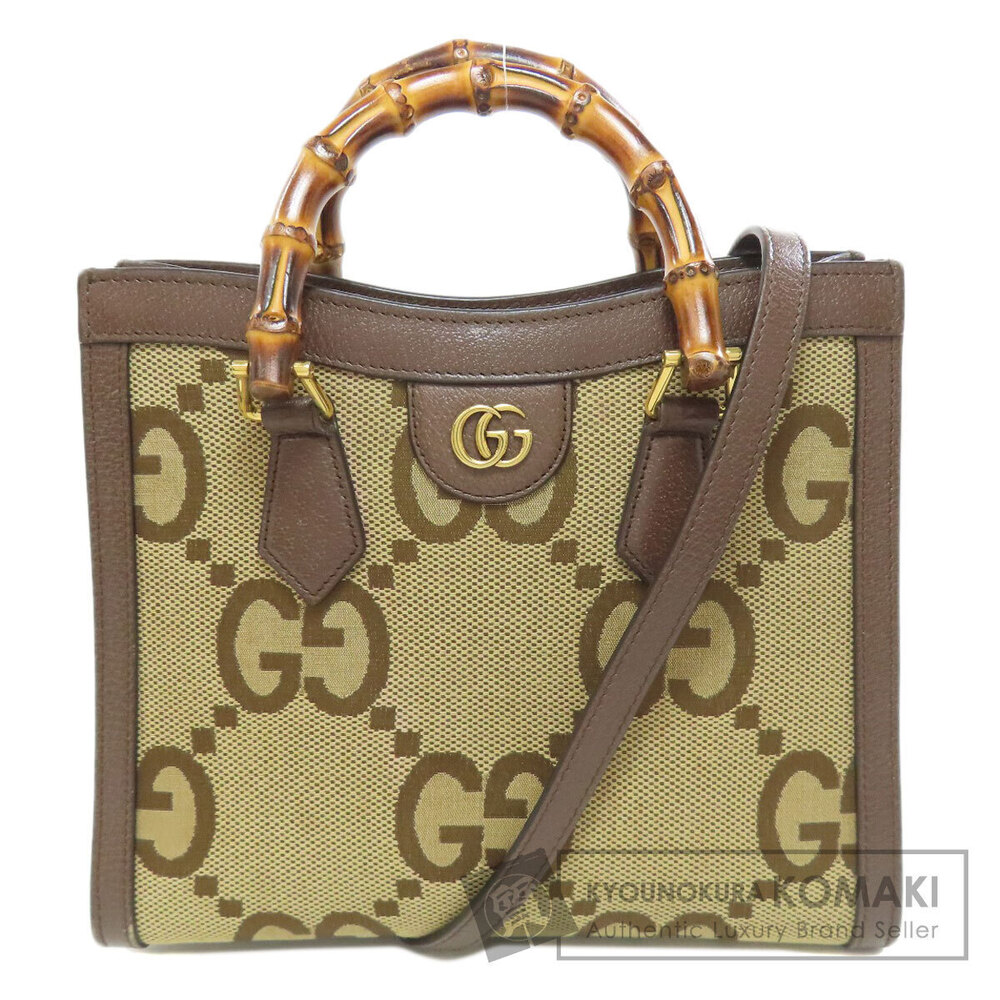 Gucci Diana Bamboo Handbag Canvas Leather